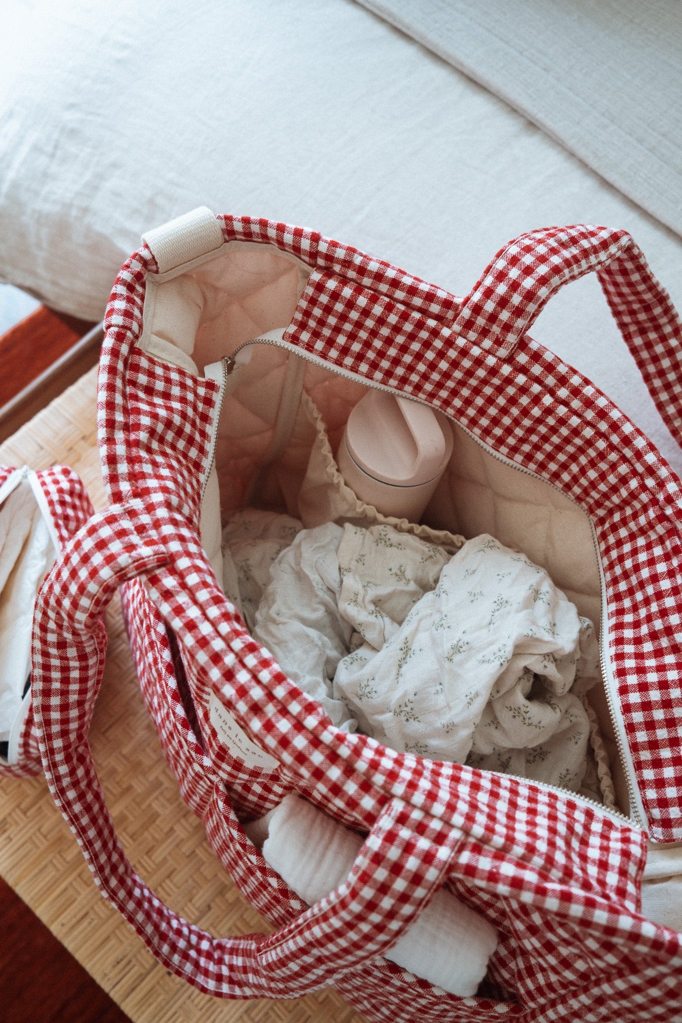 Sac à langer en coton biologique - Collection Vichy