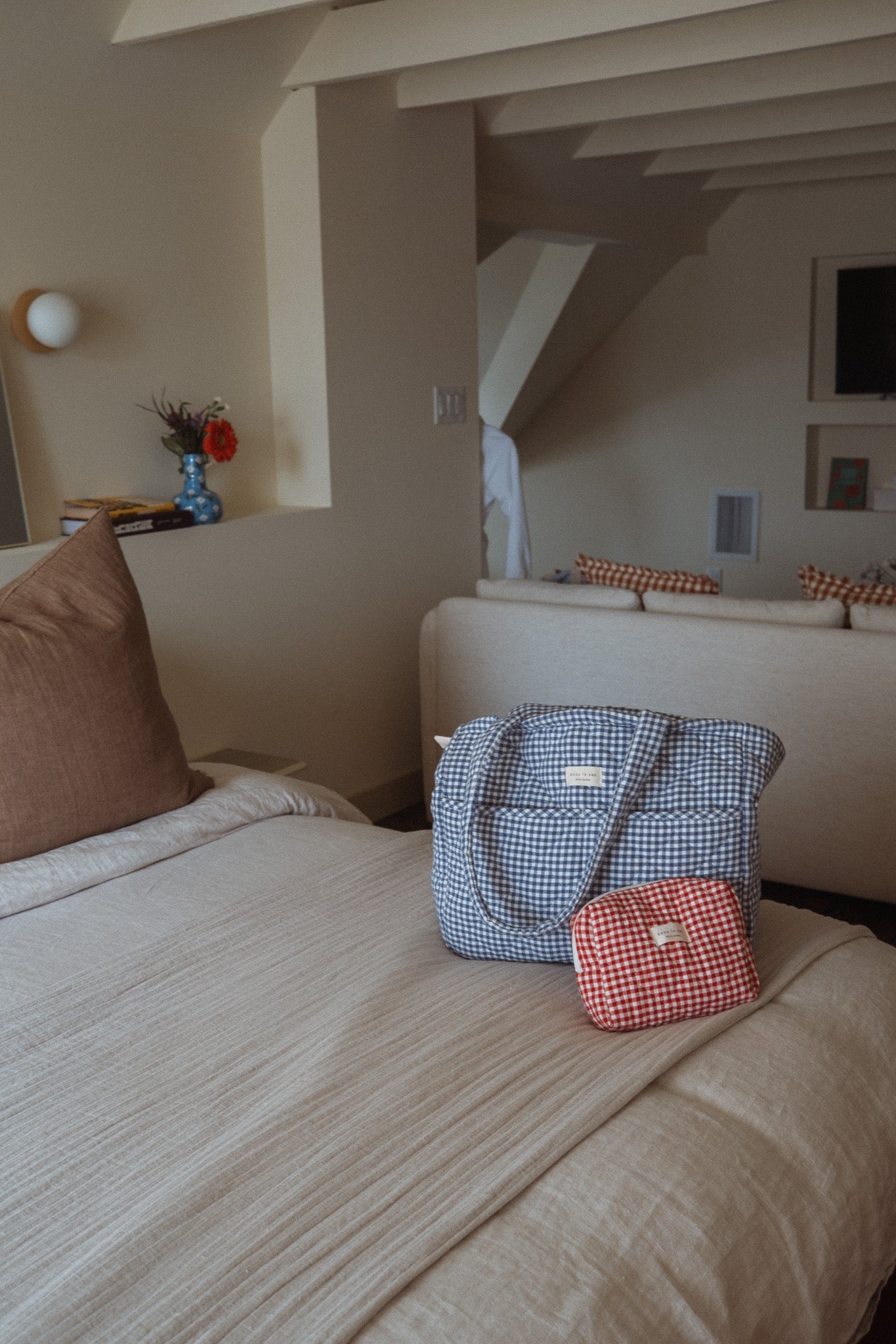 Sac à langer en coton biologique - Collection Vichy