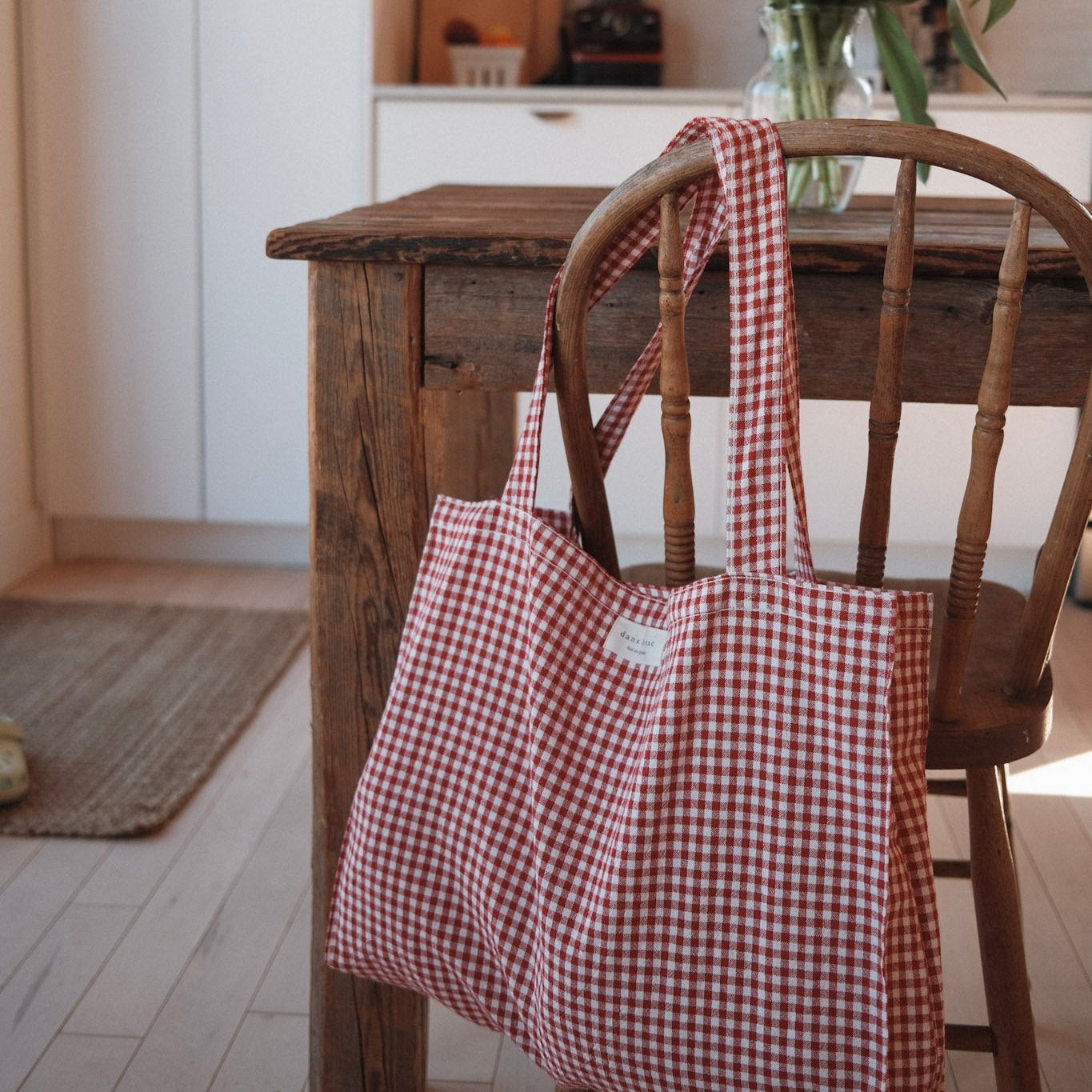 Organic Cotton Tote Bag - Gingham Collection