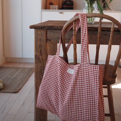 Organic Cotton Tote Bag - Gingham Collection