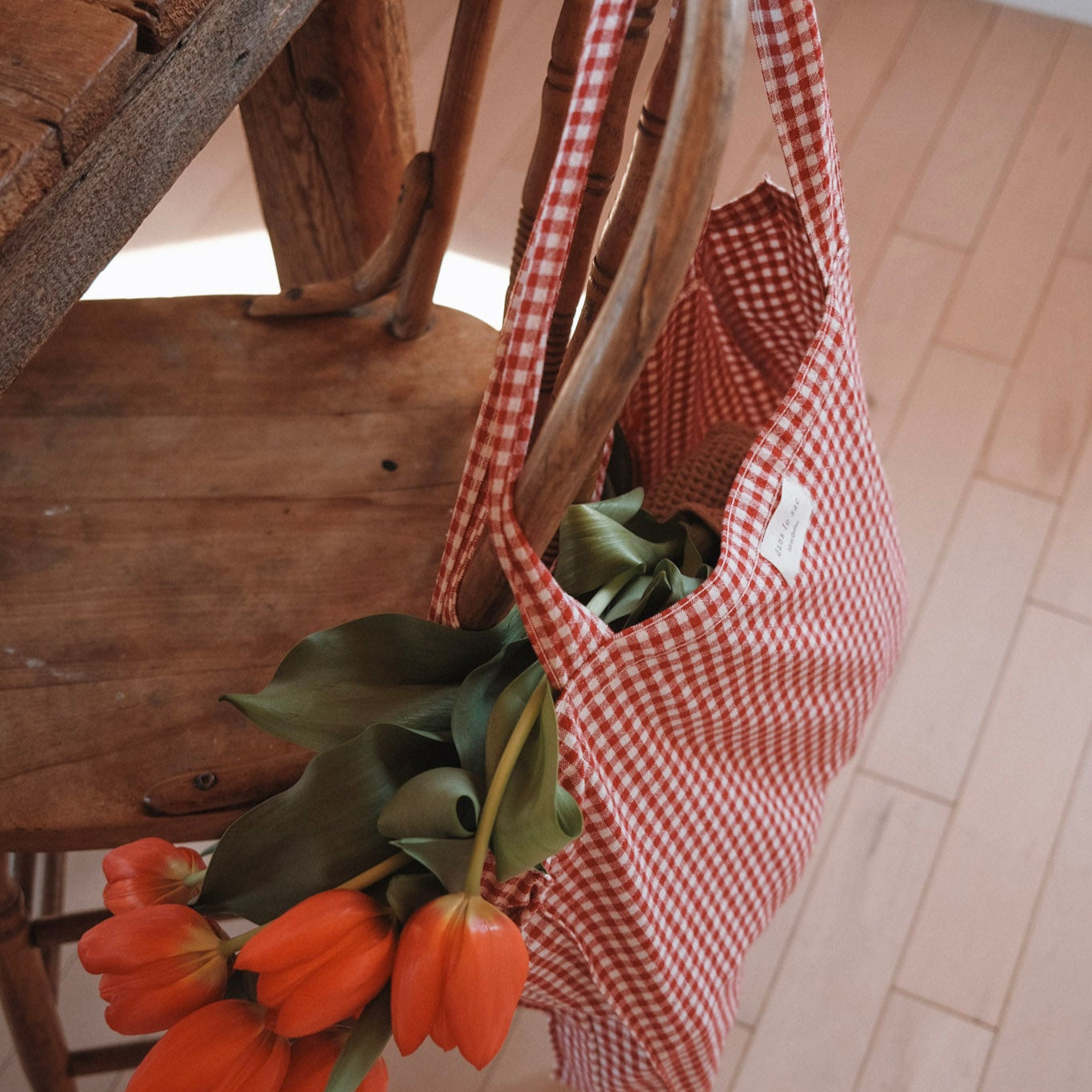 Organic Cotton Tote Bag - Gingham Collection