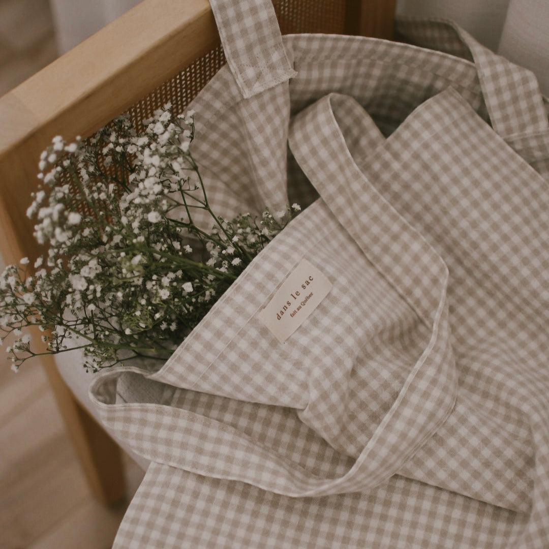 Organic Cotton Tote Bag - Gingham Collection