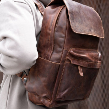 Sac à dos vintage en cuir Greenwood pour ordinateur portable