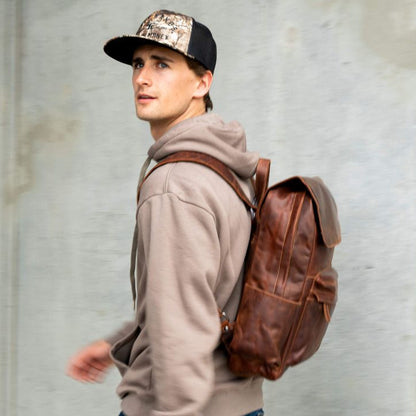 Sac à dos vintage en cuir Greenwood pour ordinateur portable