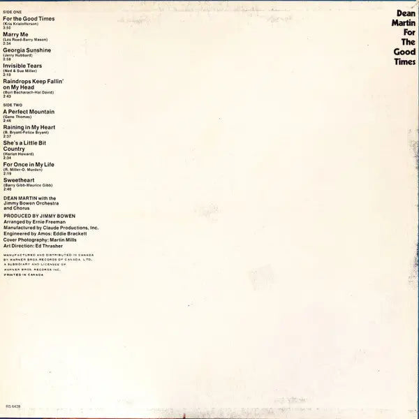 Dean Martin ‎– For The Good Times - 1971  Original In Shrinkwrap!