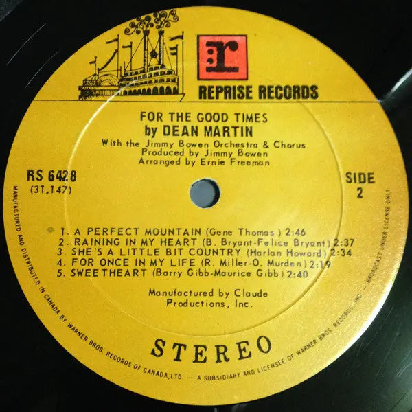 Dean Martin ‎– For The Good Times - 1971  Original In Shrinkwrap!