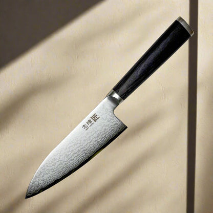 Couteau Deba Miyako SUS 165 mm, pour droitier | Lame en acier Damas 33 couches – Fabriqué au Japon