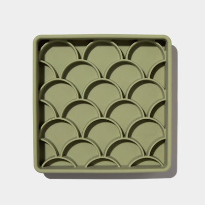 Écuelle à alimentation lente 3-en-1 avec motif d'écaille de poisson - olive