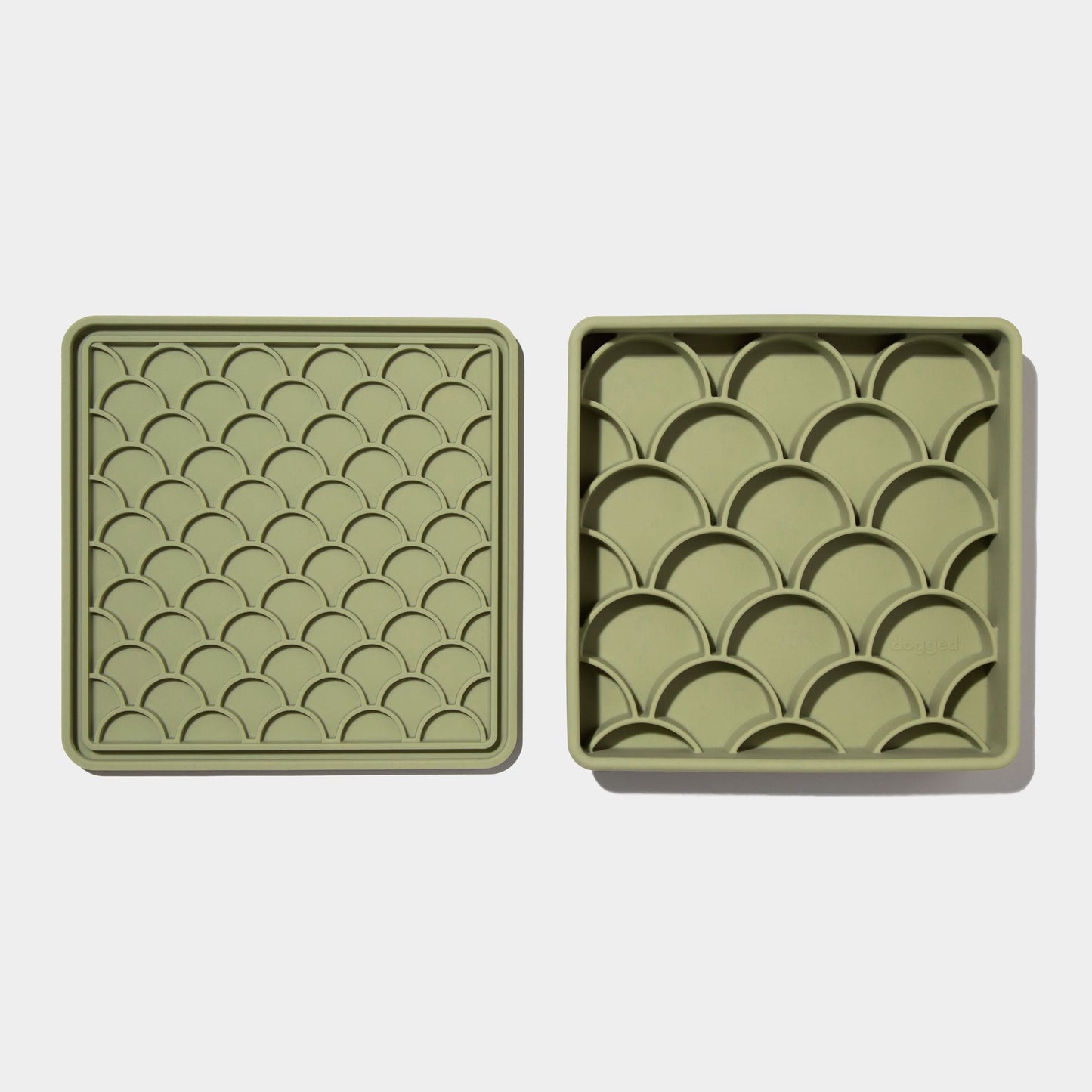 Écuelle à alimentation lente 3-en-1 avec motif d'écaille de poisson - olive