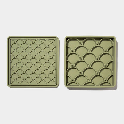 Écuelle à alimentation lente 3-en-1 avec motif d'écaille de poisson - olive