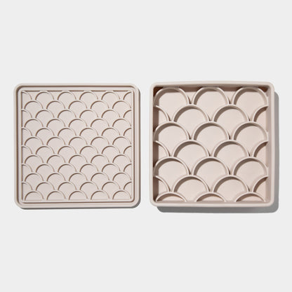 3-in-1 fish scale slow feeder bowl - sand