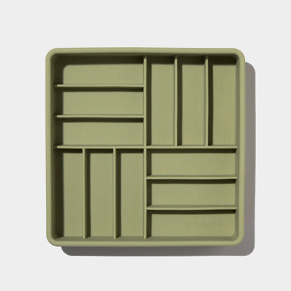 3-in-1 parquet slow feeder bowl - olive