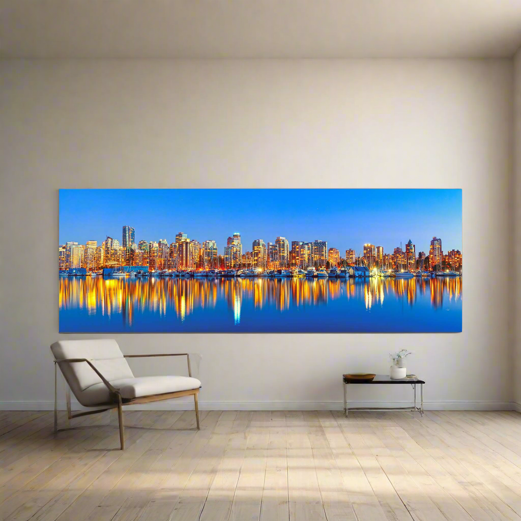 Centre-ville de Vancouver au coucher du soleil - Décoration murale Skyline