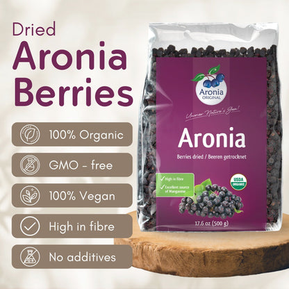 Baies d'aronia biologiques séchées 500 g (17,6 oz)