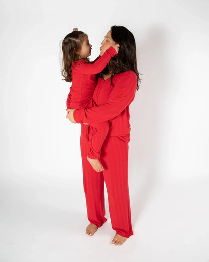 Pyjama long rouge pour femme