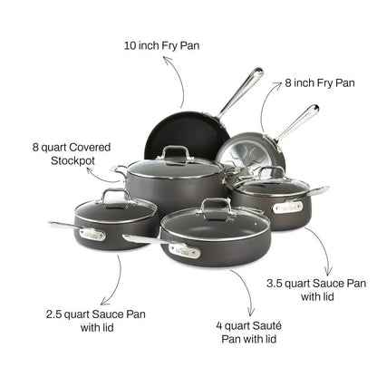 ALL CLAD E113SC64 HA1 Hard Anodized Nonstick Cookware 10PC Set