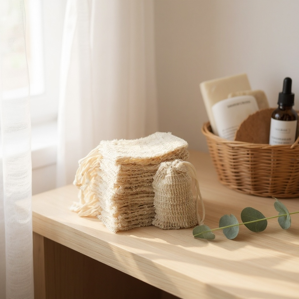 Pochette exfoliante en coton et lin naturels pour savon