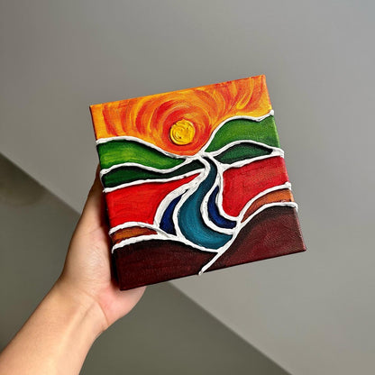 Textured Acrylic Painting (6x6in)🌄