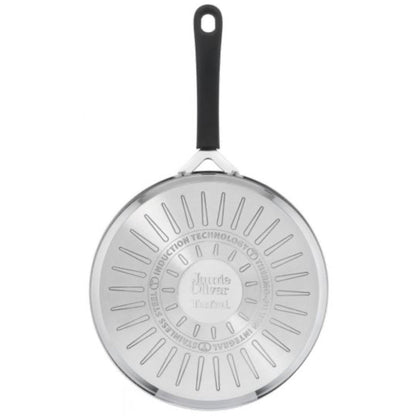 T-FAL E3033344 Jamie Oliver Quick & Easy Stainless Steel 25cm Induction Saute Pan With Glass Lid
