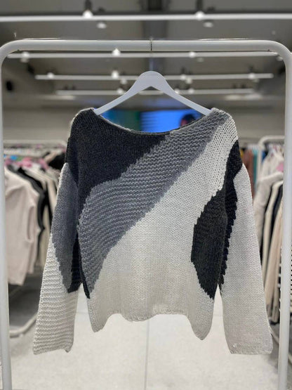 Multicolor Off-Shoulder Sweater - Grey