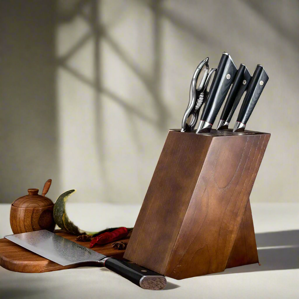 HAGAKURE SIX | Ensemble de 6 couteaux essentiels | 4 couteaux, 1 paire de ciseaux avec bloc de bois