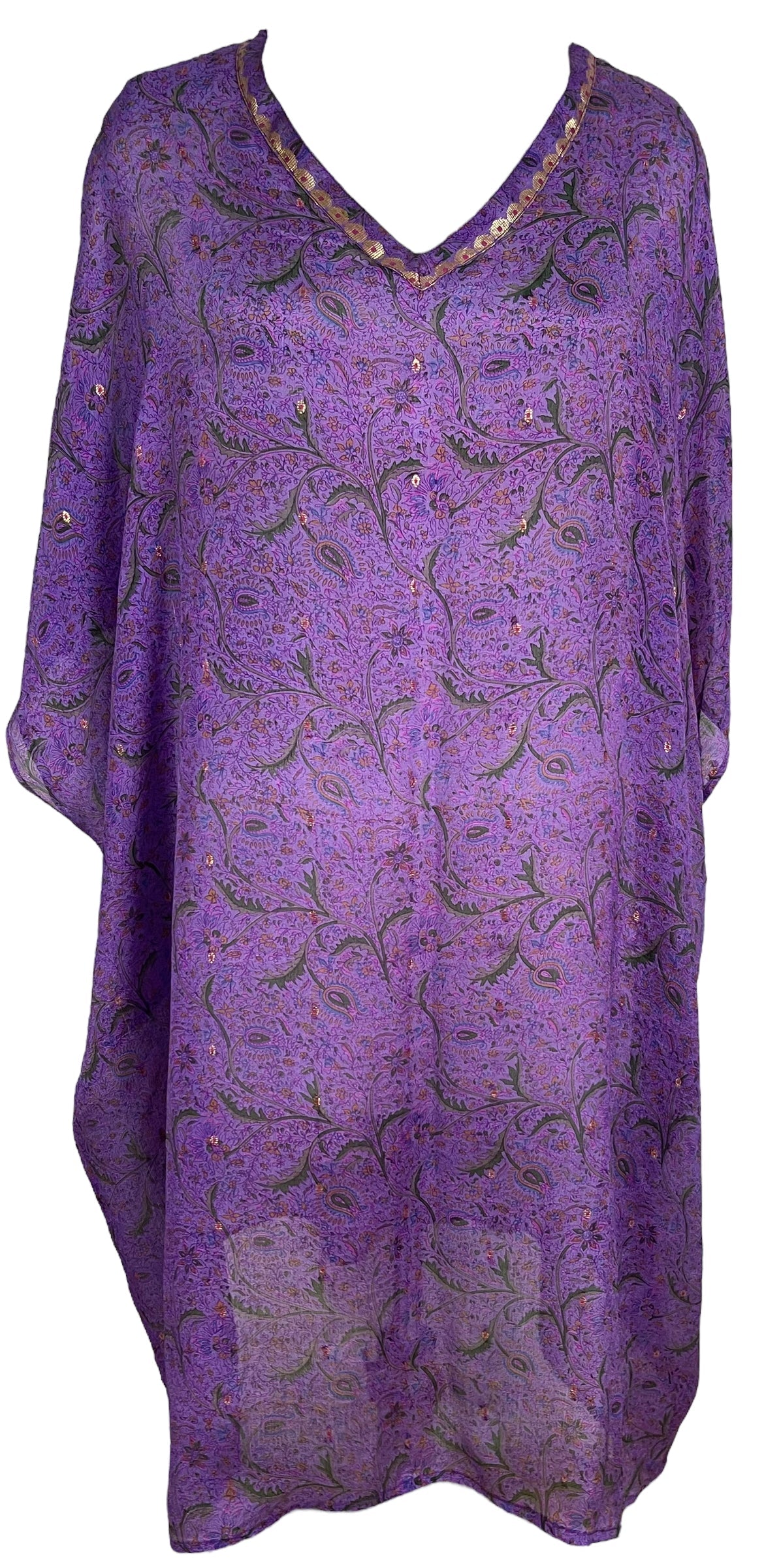 PRC6425 Kaftan Avatar en pure soie longueur midi