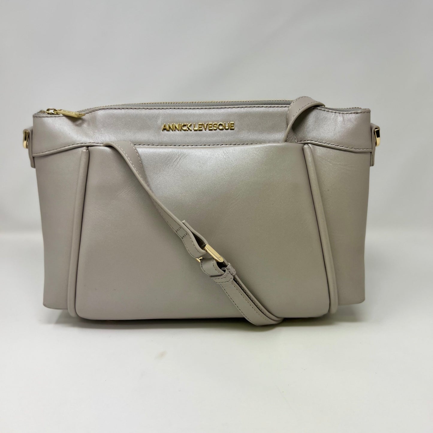 Pearl Beaded Leather Crossbody Bag, Elena