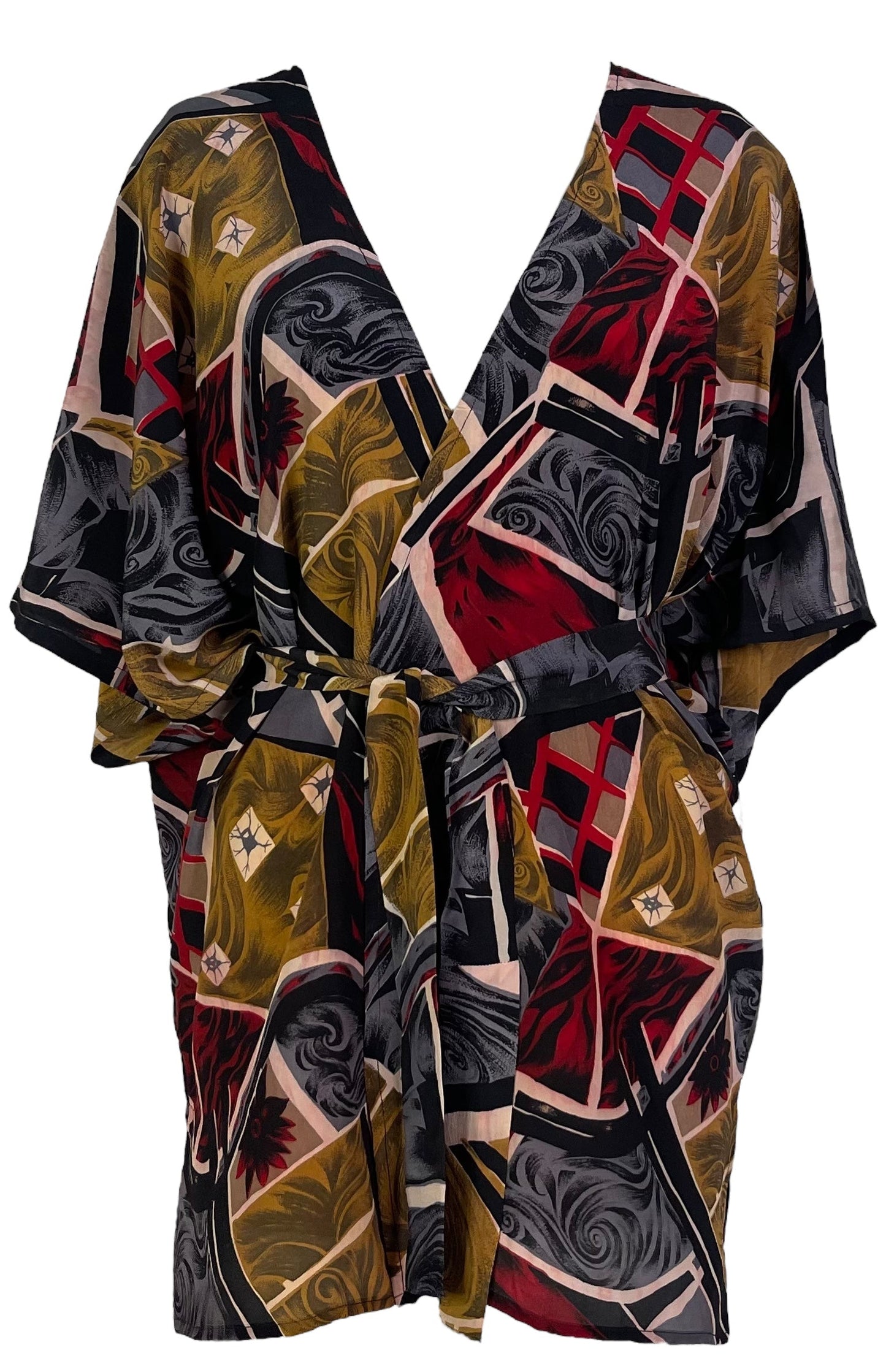 PRC6909 Avatar Pure Silk Kimono-Sleeved Jacket with Belt