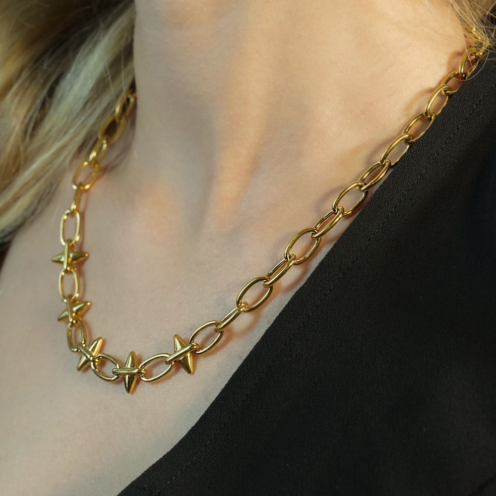 ELLINOR: Collier Tendance Goutte Diamant Industriel Chic