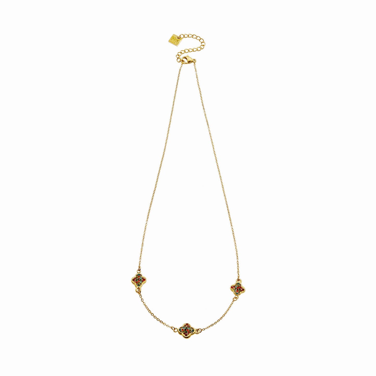 Collier Or breloques Zirconia colorées ELLIS