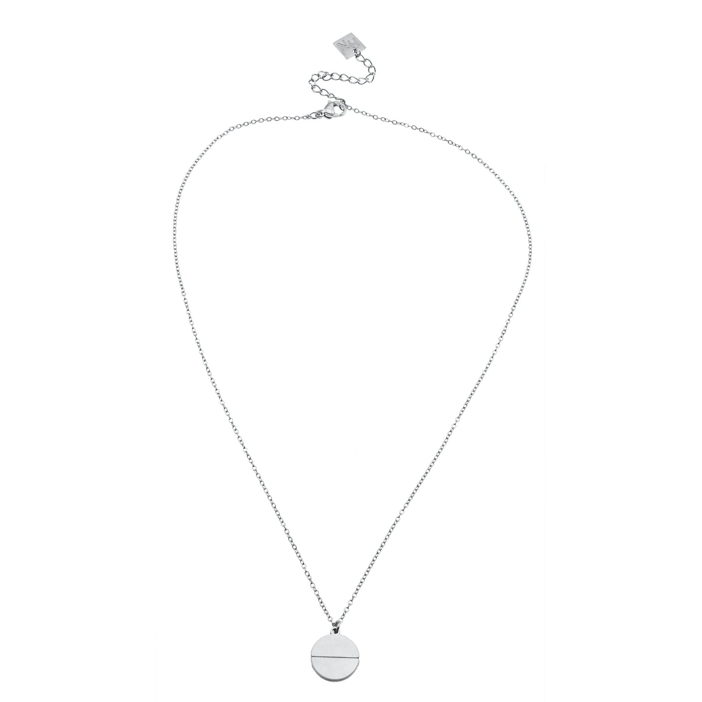 EMERSYN Argent (Or Blanc) : Collier pendentif cercle minimaliste en métal et coquille