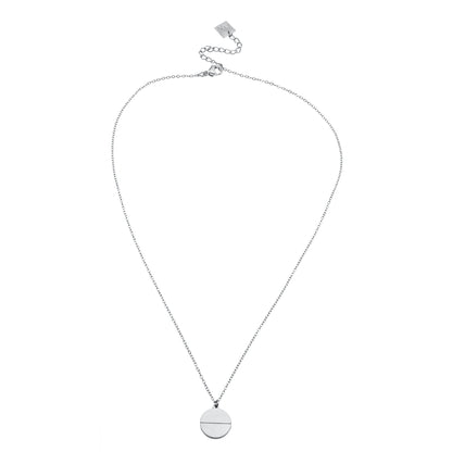 EMERSYN Argent (Or Blanc) : Collier pendentif cercle minimaliste en métal et coquille