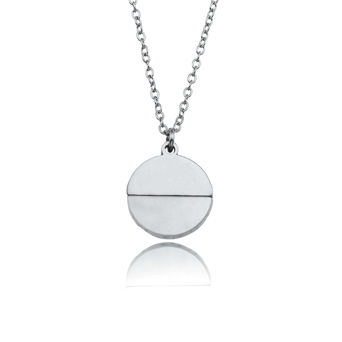 EMERSYN Argent (Or Blanc) : Collier pendentif cercle minimaliste en métal et coquille