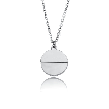 EMERSYN Argent (Or Blanc) : Collier pendentif cercle minimaliste en métal et coquille