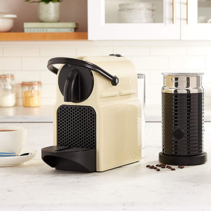 NESPRESSO Inissia Original Espresso Machine Bundle with Aeroccino Milk Frother by De'Longhi, Creamy White - EN80CWAECA