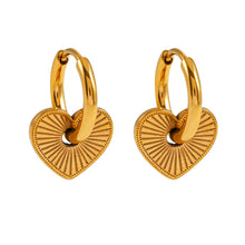 ENDEAR Gold: Romantic Heart Charm Hoop Earrings – A Symbol of Everlasting Love.