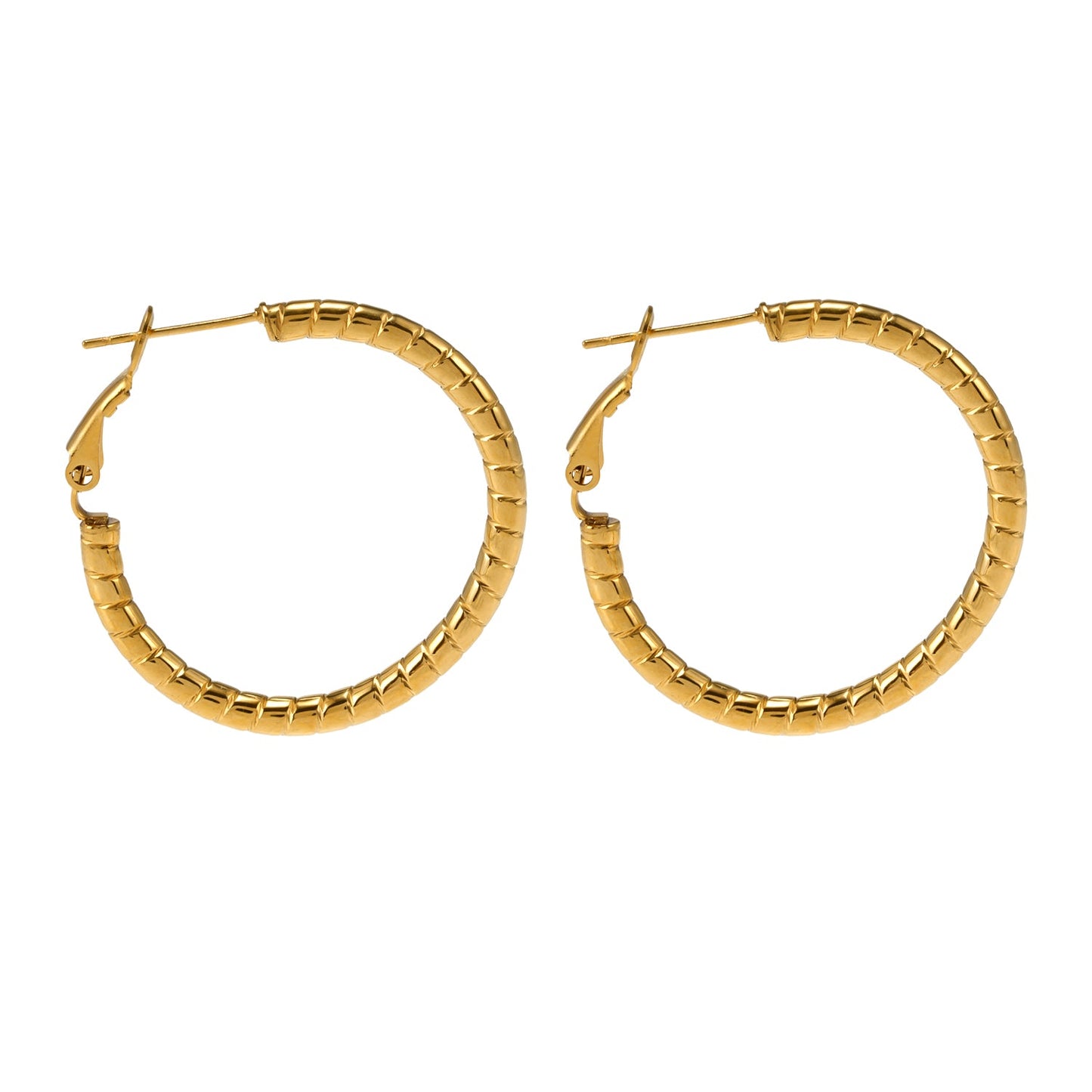 Style ETSUKO : Boucles d'oreilles créoles avec motif roseau sculpté