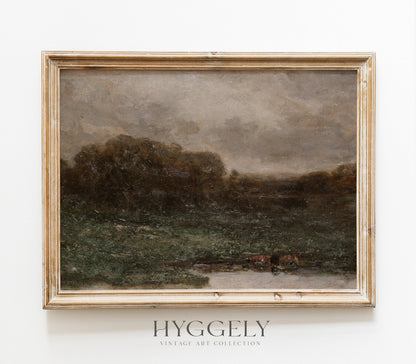 Impression d'art Paysage de champ vintage et mélancolique L0135