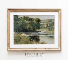 Estampe d'art vintage Paysage de ruisseau de prairie L0136