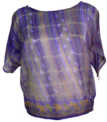 PCH6406 Top ample en pure soie de mousseline très transparente