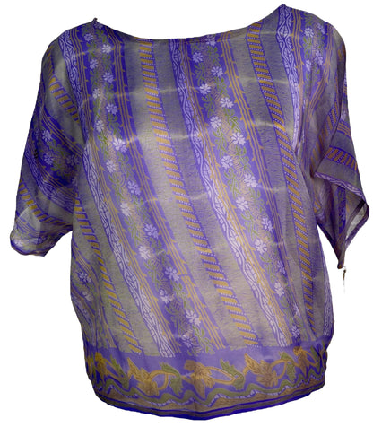 PCH6406 Top ample en pure soie de mousseline très transparente