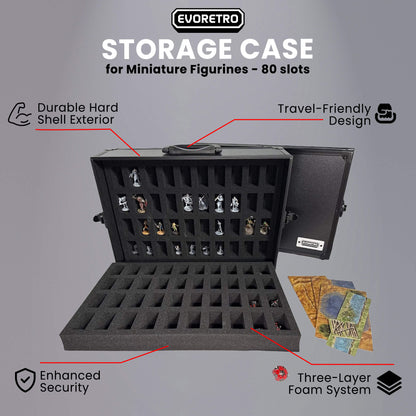Mallette de rangement pour miniatures EVORETRO 80 emplacements avec mousse personnalisable