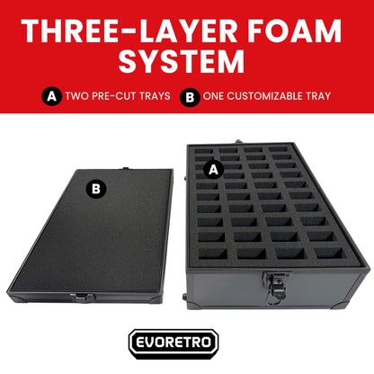 Mallette de rangement pour miniatures EVORETRO 80 emplacements avec mousse personnalisable