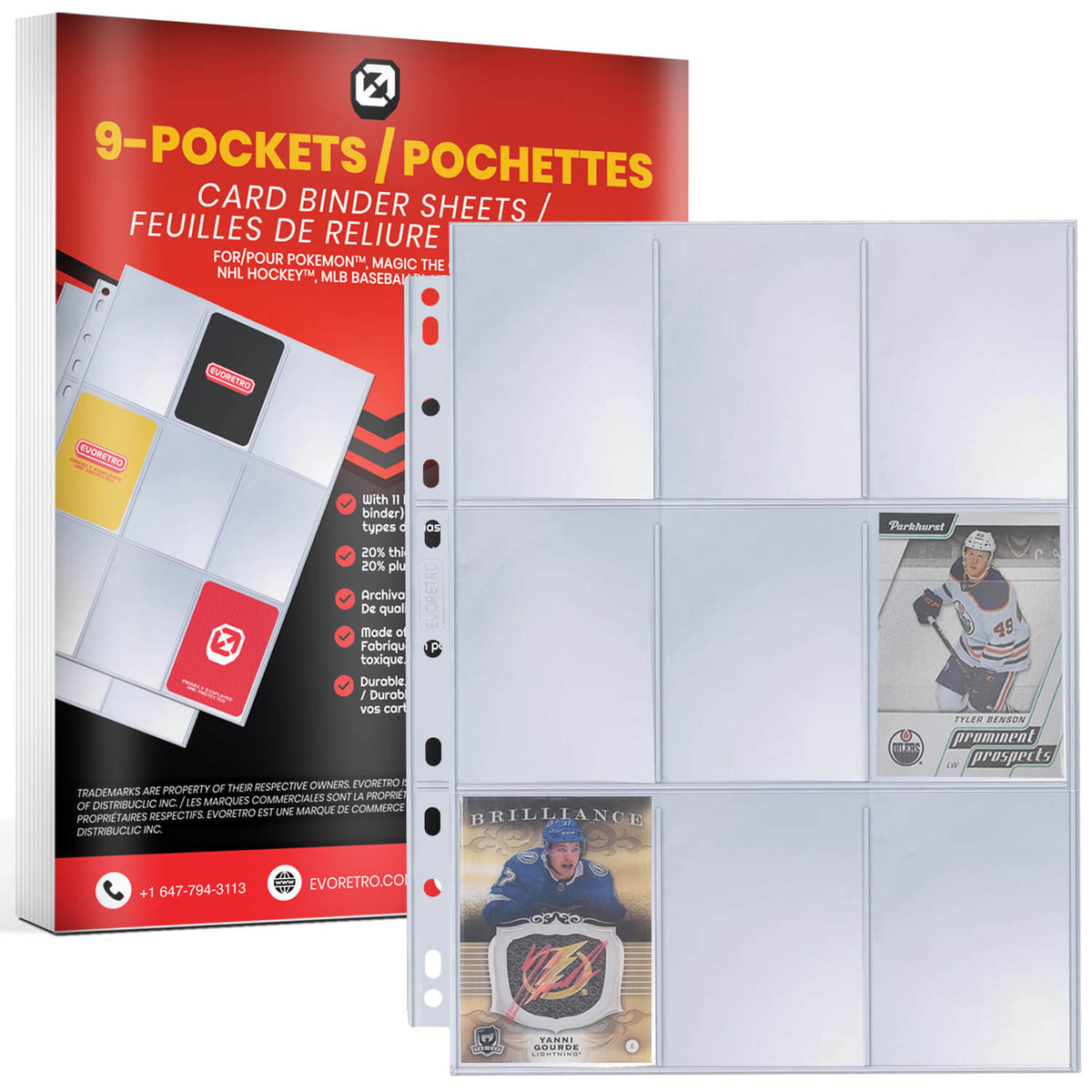 EVORETRO 9-Pocket Binder Pages for Trading Cards | 40 Sheets