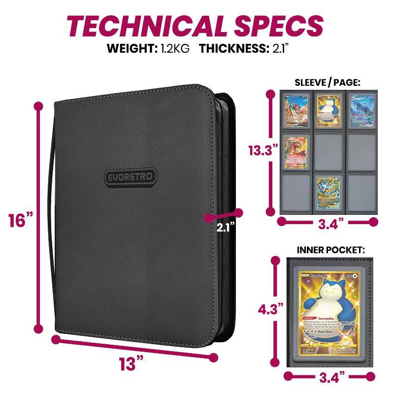 EVORETRO Top Loader Binder 3x3 216 Card holder