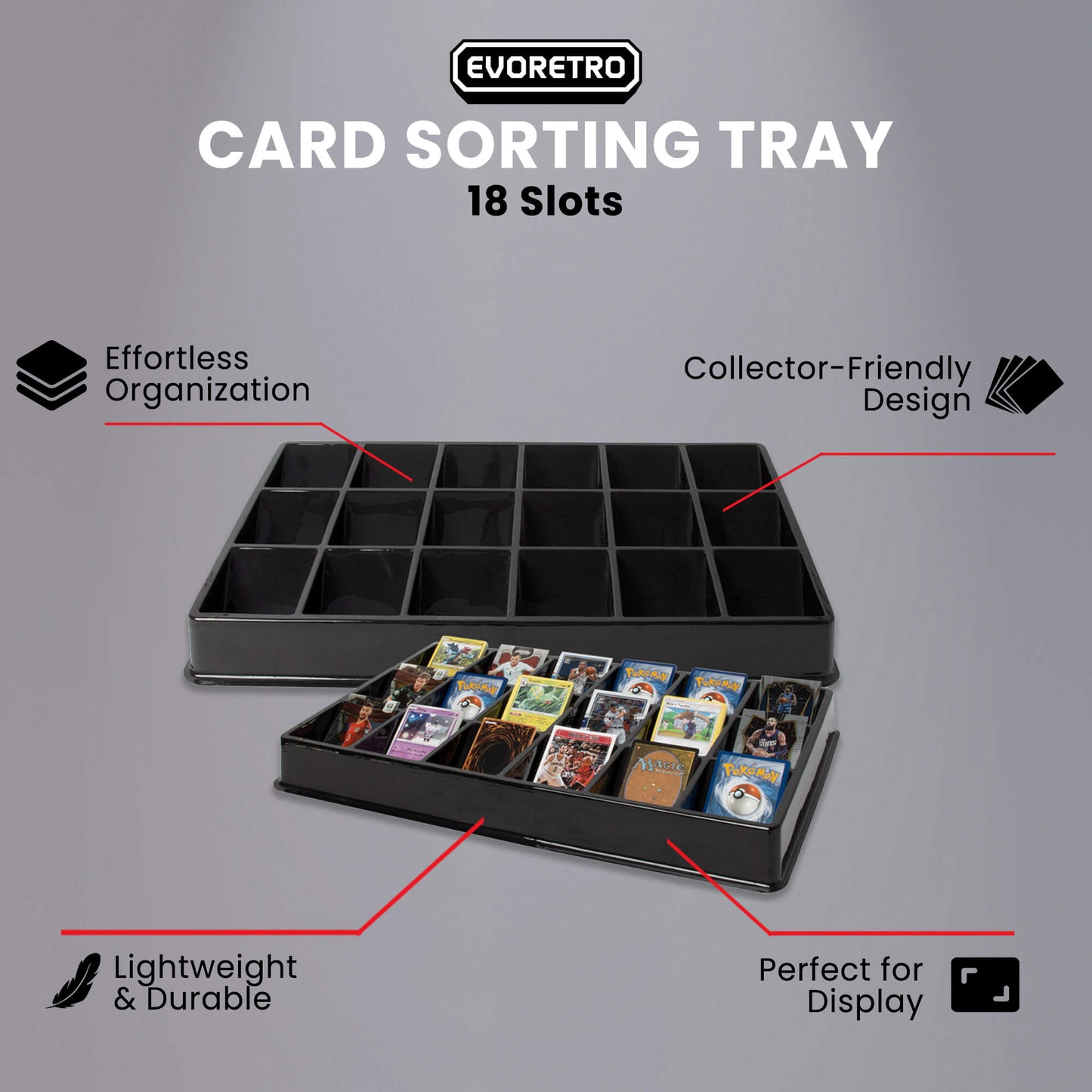 EVORETRO Trieur de cartes – 18 compartiments (Lot de 5)