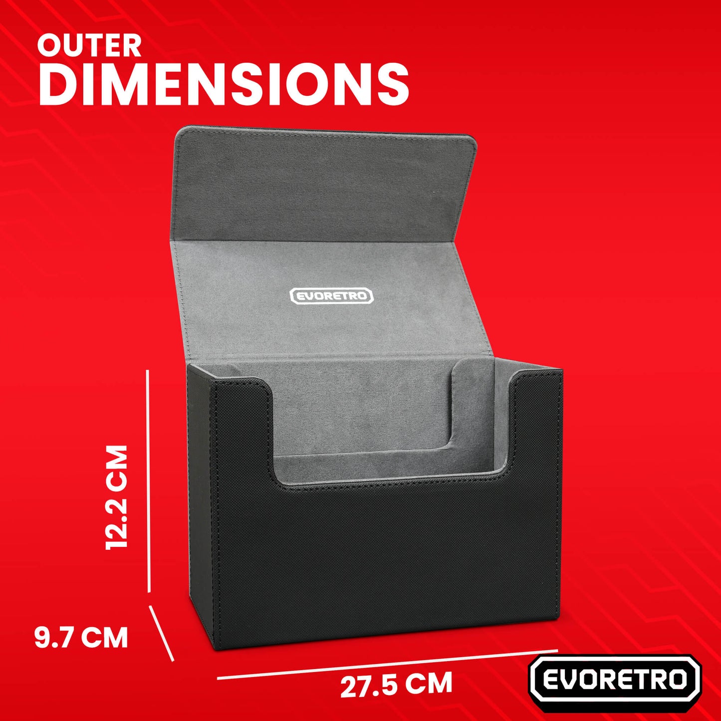 Range de cartes magnétique EVORETRO - Plus de 180 Toploaders ou plus de 500 cartes à collectionner | Noir/Gris