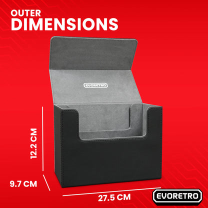 Range de cartes magnétique EVORETRO - Plus de 180 Toploaders ou plus de 500 cartes à collectionner | Noir/Gris