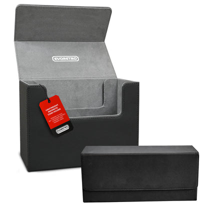 Range de cartes magnétique EVORETRO - Plus de 180 Toploaders ou plus de 500 cartes à collectionner | Noir/Gris