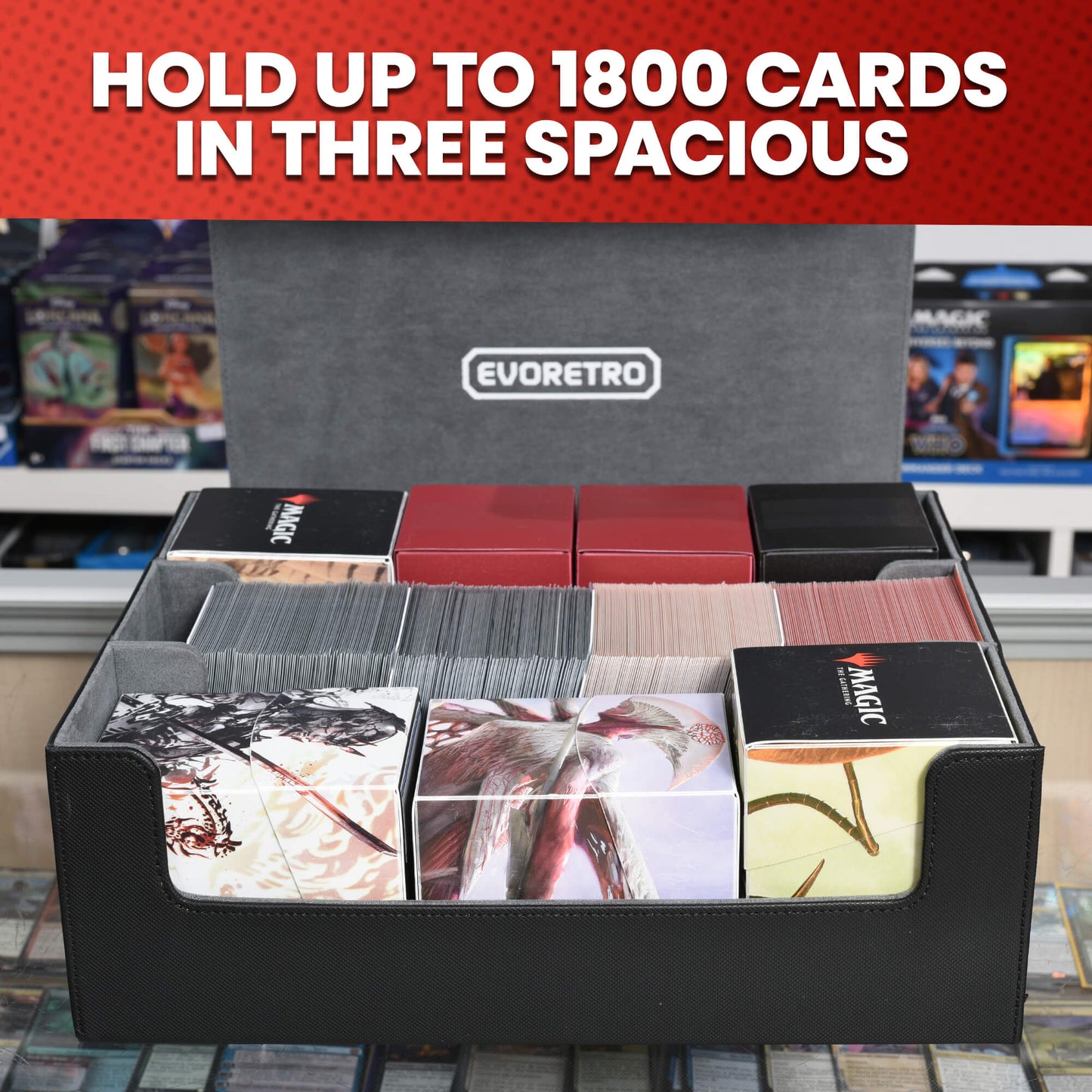 Boîte de rangement EVORETRO magnétique pour cartes - Contient 1800 cartes